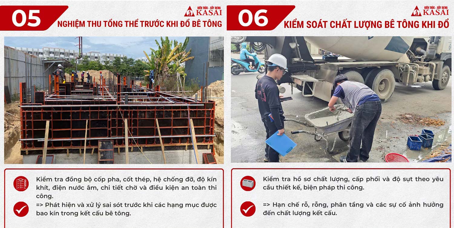 Tiêu chuẩn thi công phần thô nhà bê tông toàn khối tại KASAI